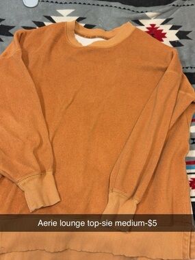 aerie terry lounge top in warm rust